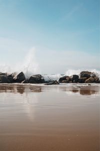 Scenic view of sea against clear sky