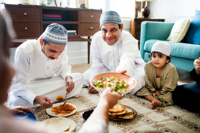 People having food in restaurant