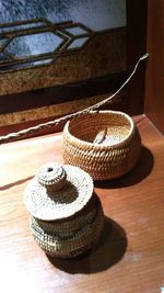 Close-up of hat on table