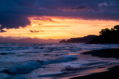 Scenic view of sea against sky during sunset