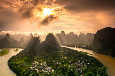 Panoramic view of mountains against sky