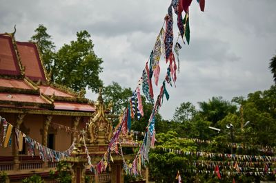 Low angle view of temple building against sky