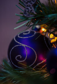 Close-up of illuminated christmas tree