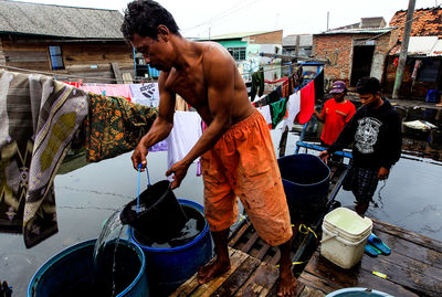 People working on street