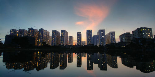 Reflection of buildings in water