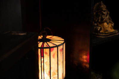 Close-up of illuminated lantern