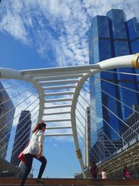 Low angle view of modern building against sky