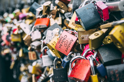 Close-up of love locks