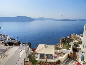 High angle view of buildings in sea