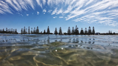 Surface level of water against sky