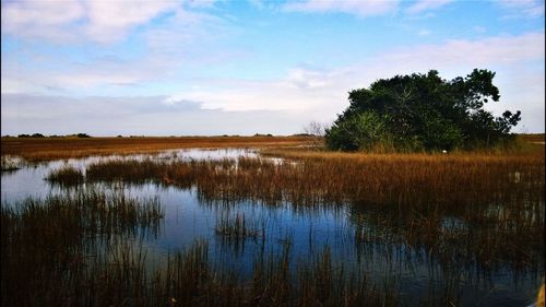 Scenic view of lake against sky