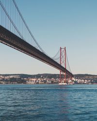 Suspension bridge over river