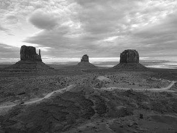 Panoramic view of rock formations against sky