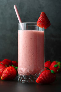 Close-up of strawberries in glass