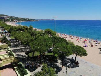 High angle view of platja d'aro beach, in the costa brava of catalonia, north east of spain. 