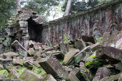 Old ruins of rocks in forest