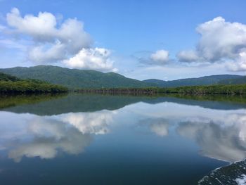 Scenic view of lake against sky