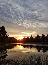 View of lake at sunset