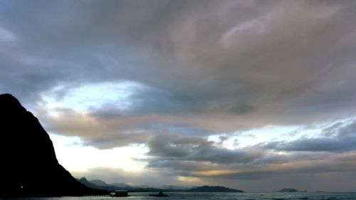 Scenic view of sea against cloudy sky