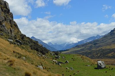 Scenic view of mountains against sky