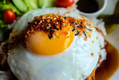 Close-up of breakfast served on table