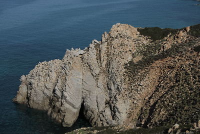 High angle view of rocks on beach