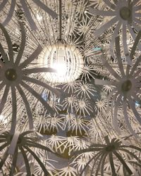 Low angle view of illuminated chandelier