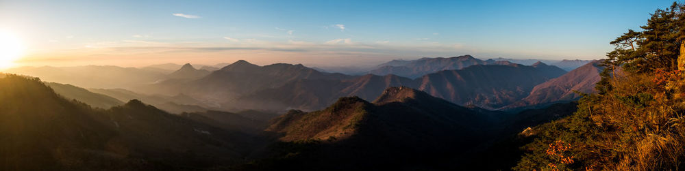 Panoramic view of mountains against sky