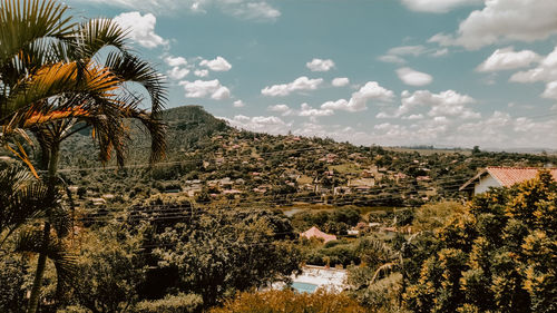 Scenic view of townscape against sky