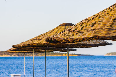 Close-up of sea against clear sky