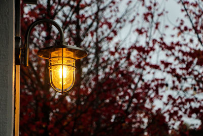 Low angle view of illuminated street light