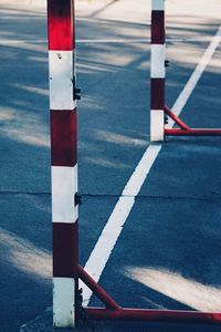 Old soccer goal sports equipment, street soccer in bilbao city spain