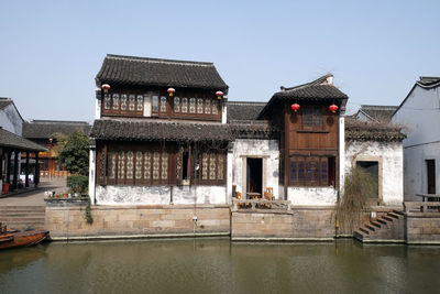 Building against clear sky