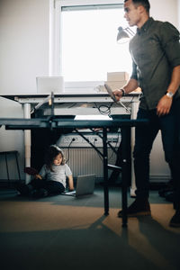 Man working on table