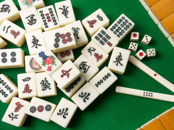 High angle view of christmas cookies on table