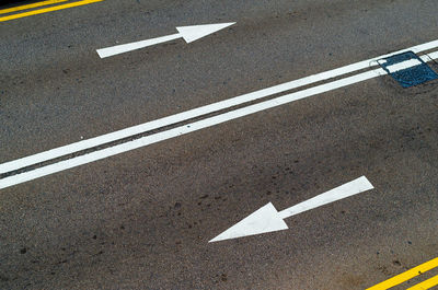 High angle view of car on road