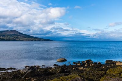 Scenic view of sea against cloudy sky