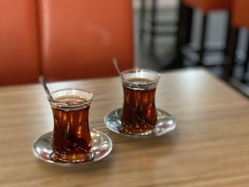 Close-up of tea served on table