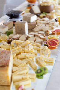 Varied cheese buffet. italian typical cheese.