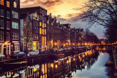 Reflection of buildings in canal