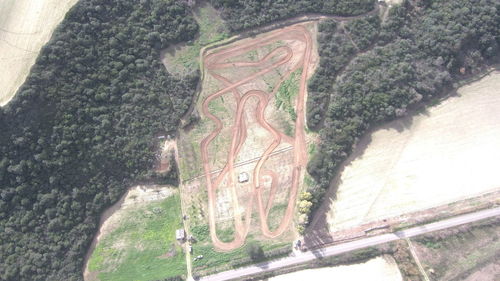 High angle view of road amidst trees