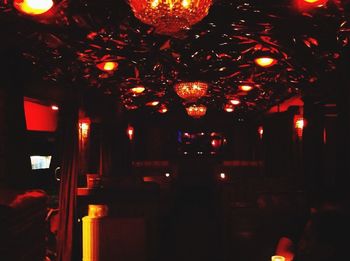 Light bulbs hanging at night