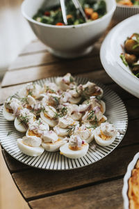 Boiled eggs on plate