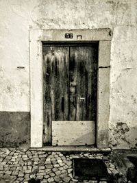 Closed door of building