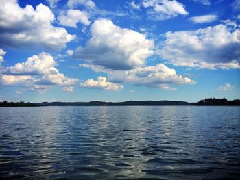 Scenic view of sea against cloudy sky
