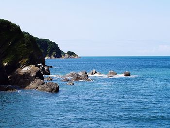 Scenic view of sea against clear sky