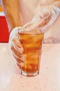 Close-up iced tea on the table