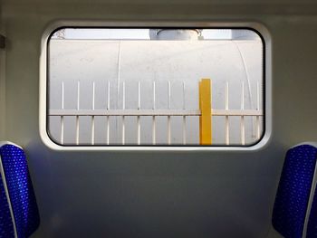 Close-up of train window