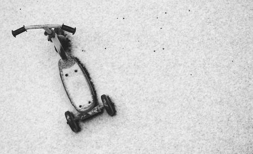 High angle view of stuffed toy on snow