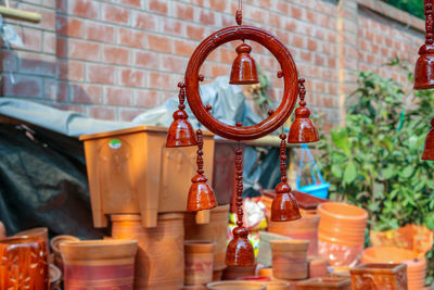 Close-up of carving on wall